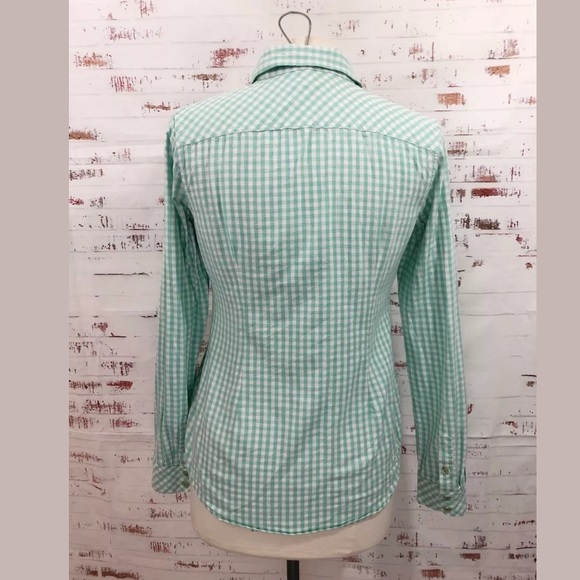 C Wonder Blouse S Aqua Green Check Shrunken Boyfit - Picture 4 of 8